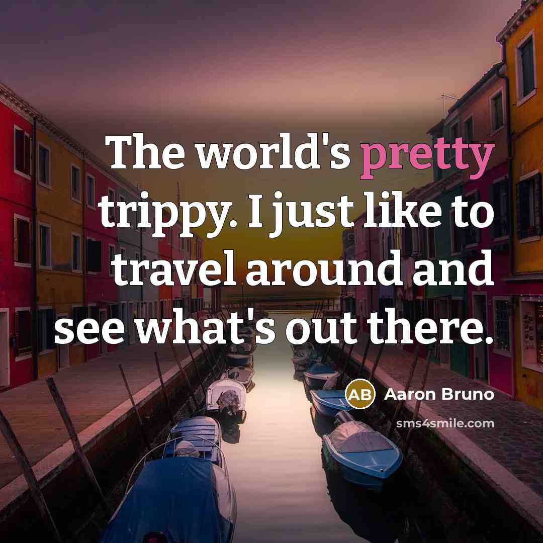 “The world's pretty trippy. I just like to travel around…” quote by Aaron Bruno