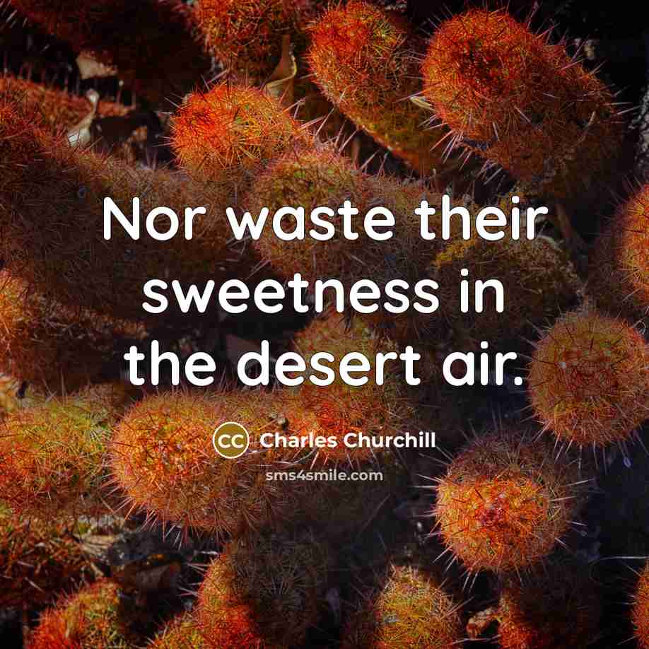 “Nor waste their sweetness in the desert air.…” quote by Charles Churchill