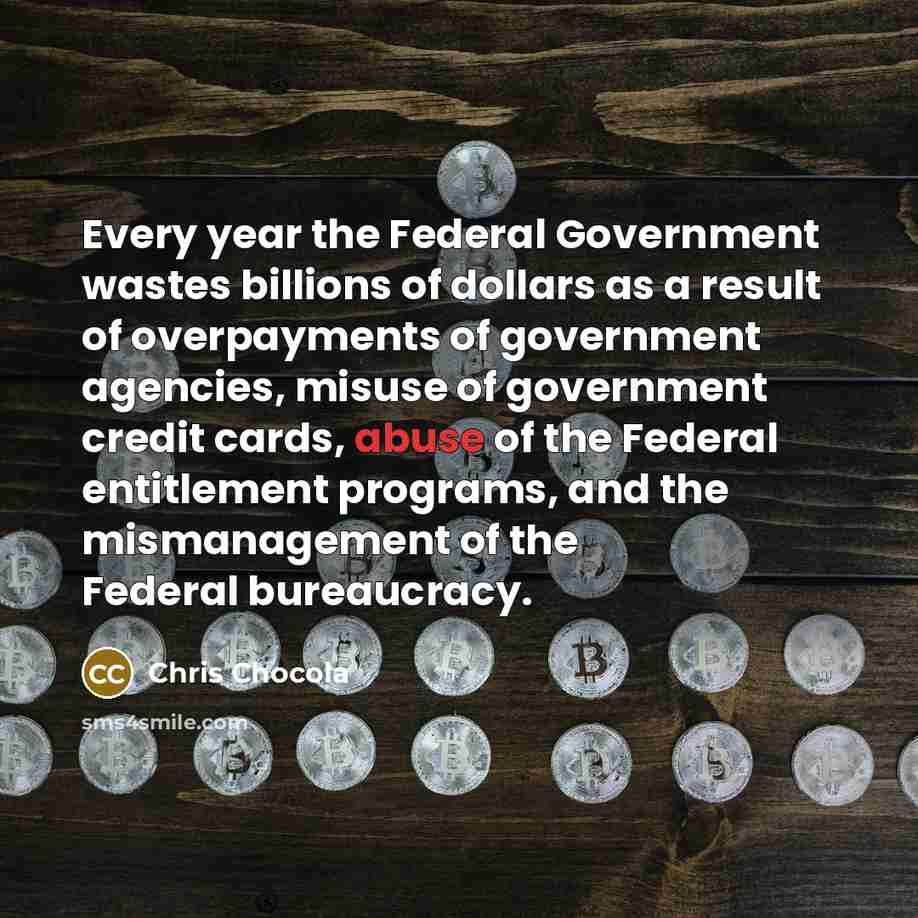 “Every year the Federal Government wastes billions of dollars as…” quote by Chris Chocola