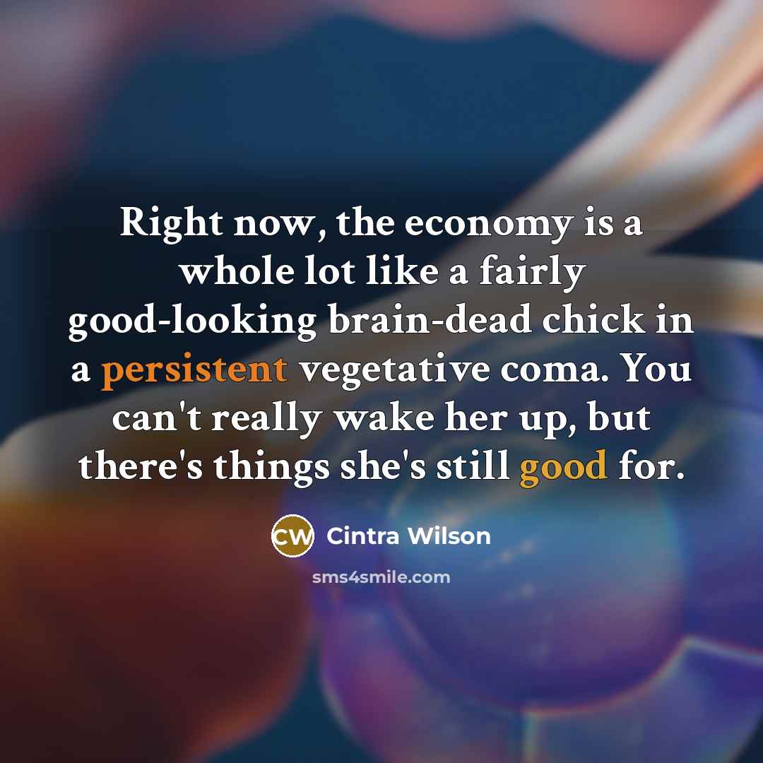 “Right now, the economy is a whole lot like a…” quote by Cintra Wilson