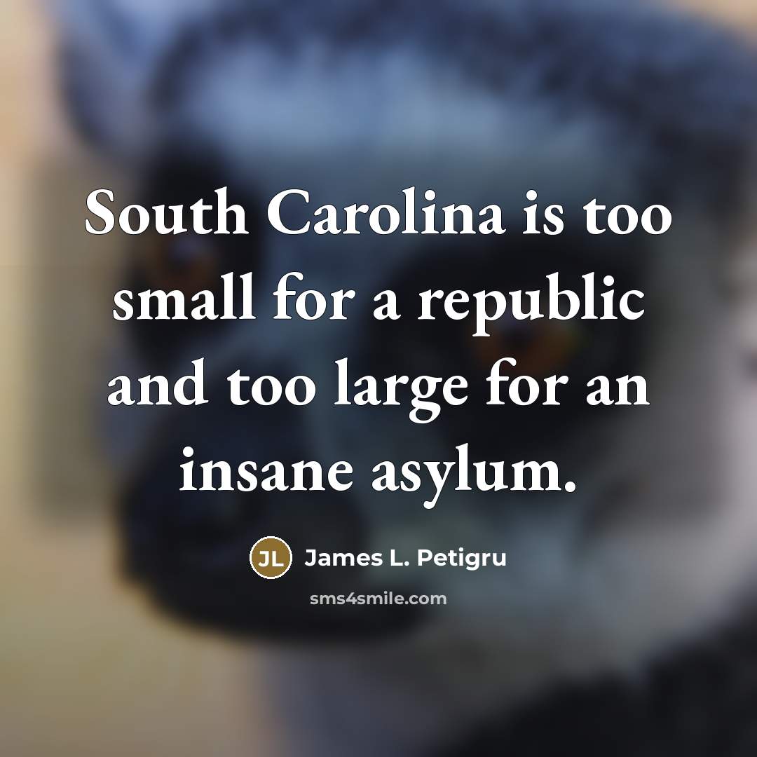 “South Carolina is too small for a republic and too large for an insane asylum.” quote by James L. Petigru
