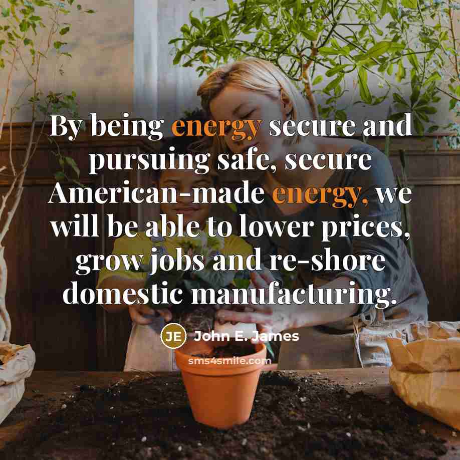 “By being energy secure and pursuing safe, secure American-made energy,…” quote by John E. James