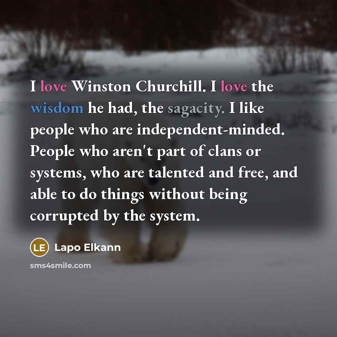 “I love Winston Churchill. I love the wisdom he had,…” quote by Lapo Elkann
