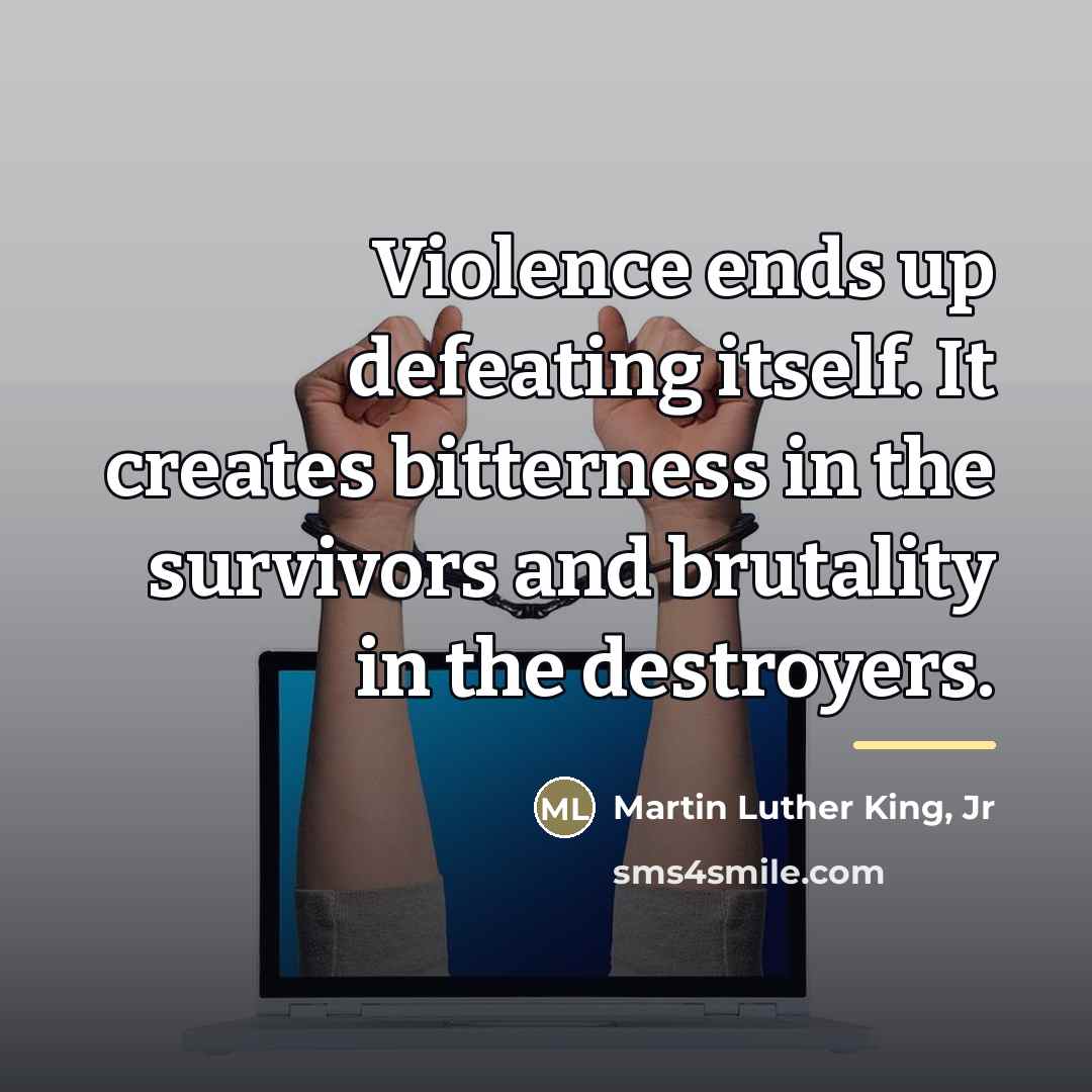 “Violence ends up defeating itself. It creates bitterness in the…” quote by Martin Luther King, Jr
