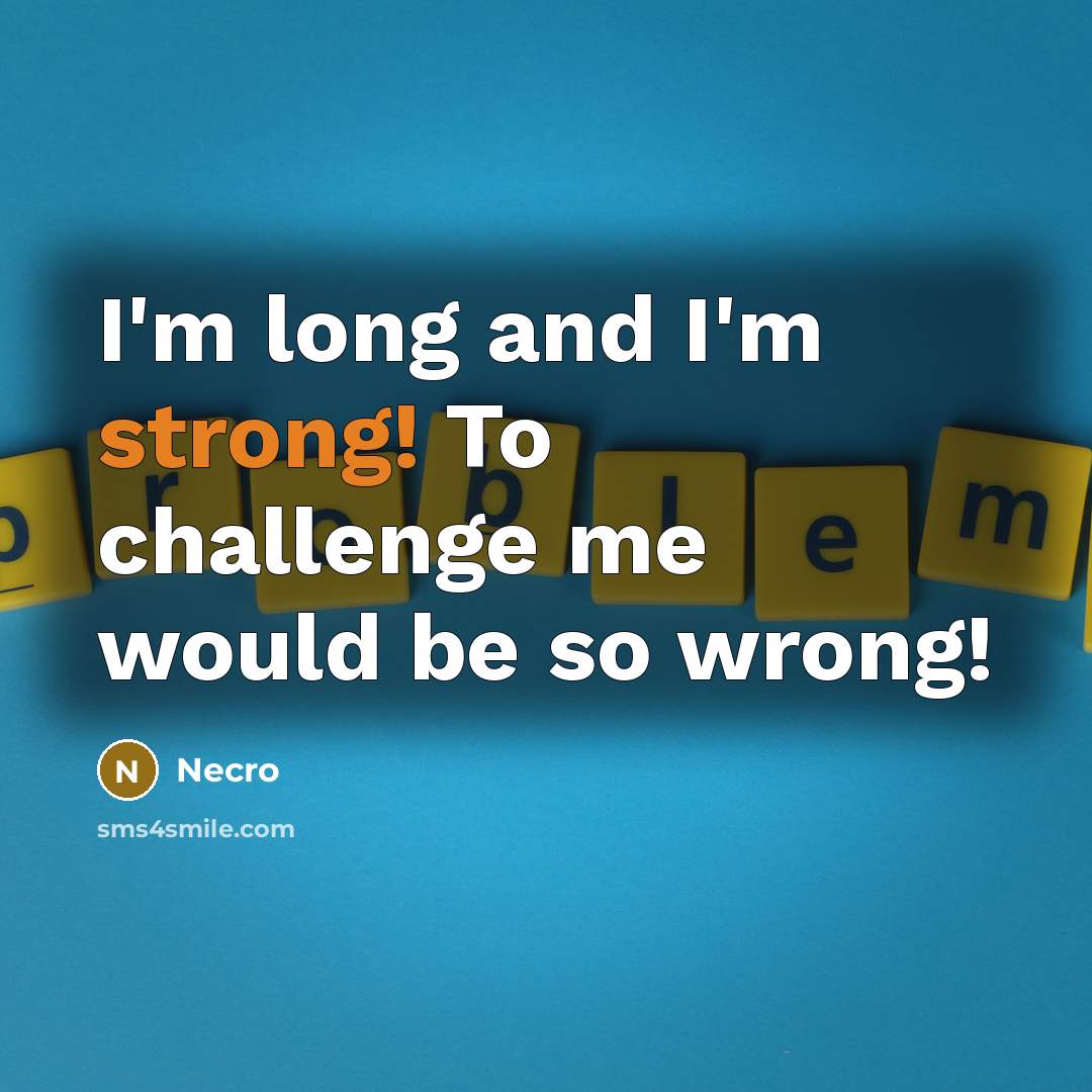 “I'm long and I'm strong! To challenge me would be…” quote by Necro