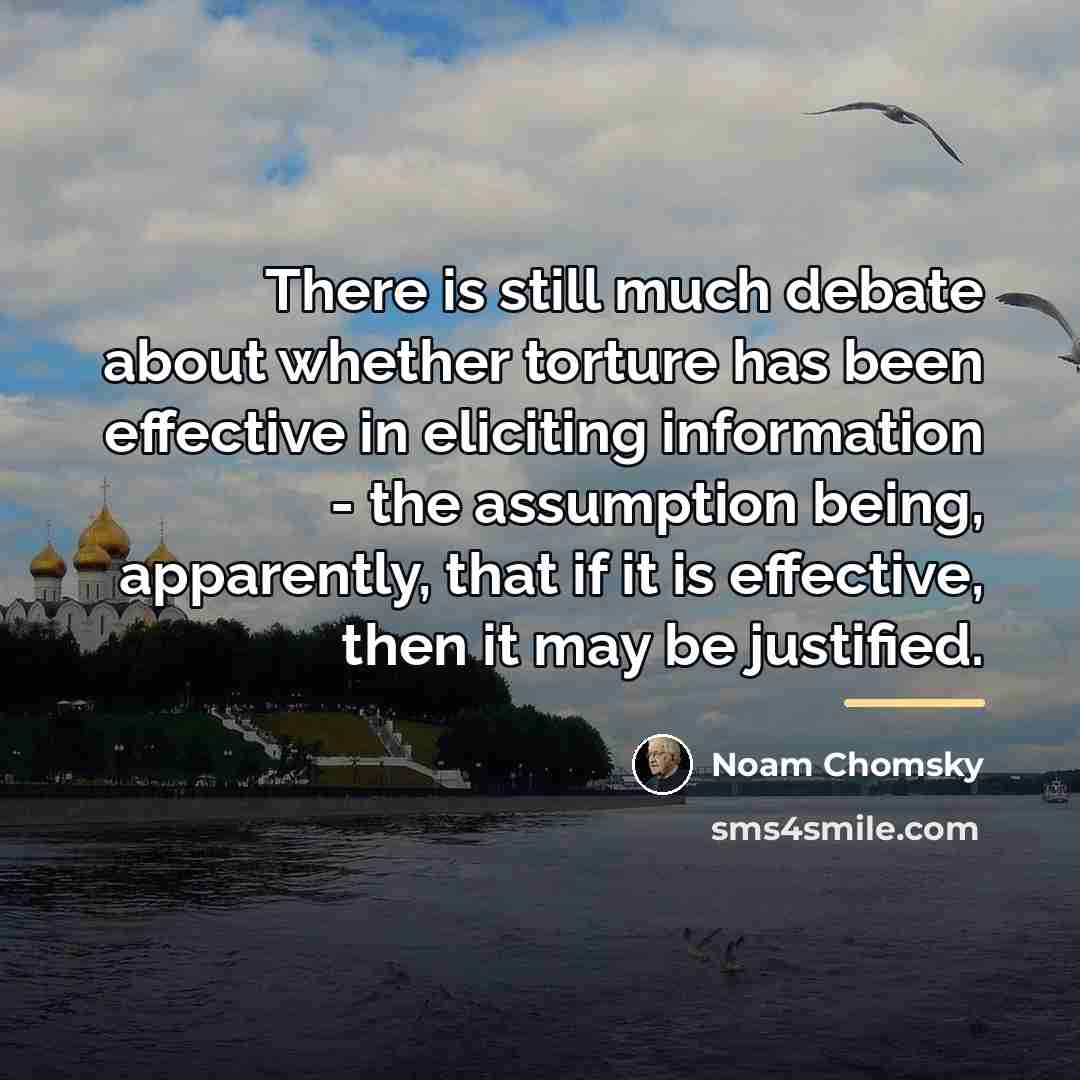 “There is still much debate about whether torture has been…” quote by Noam Chomsky