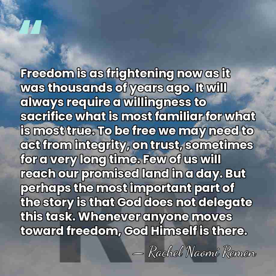 Freedom is as frightening now as it was thousands of years ago.&hellip; - Rachel Naomi Remen