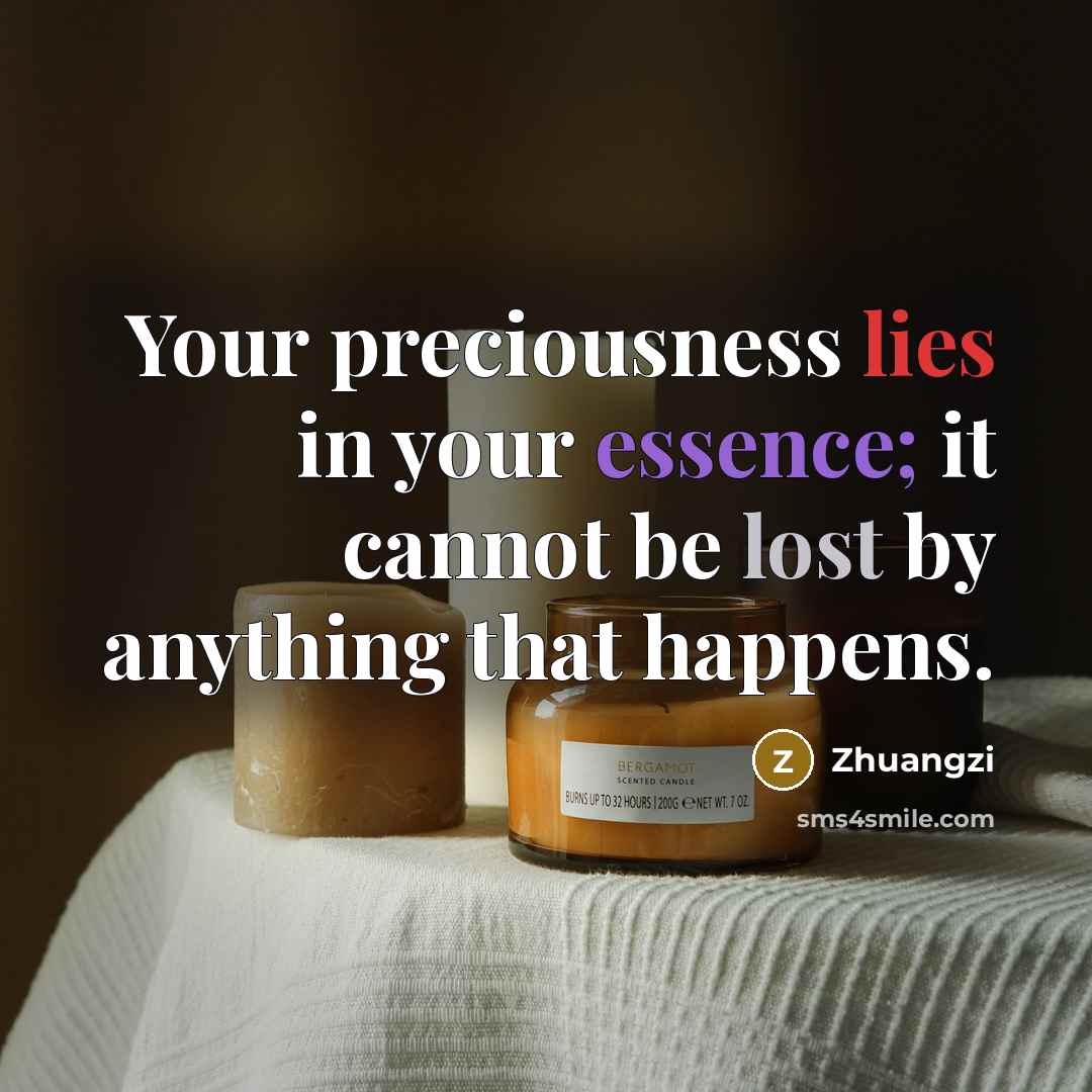 “Your preciousness lies in your essence; it cannot be lost…” quote by Zhuangzi