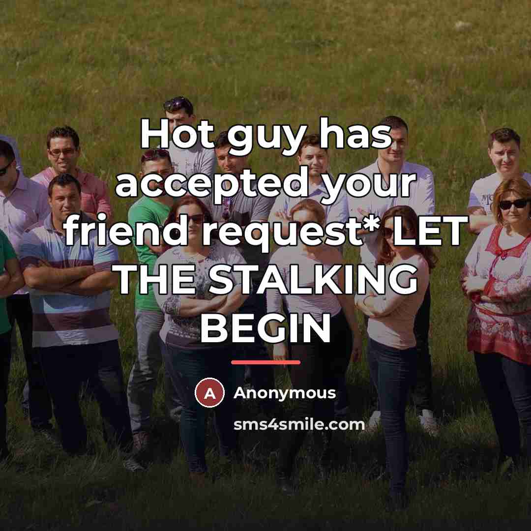 “Hot guy has accepted your friend request* LET THE STALKING…” quote by Anonymous