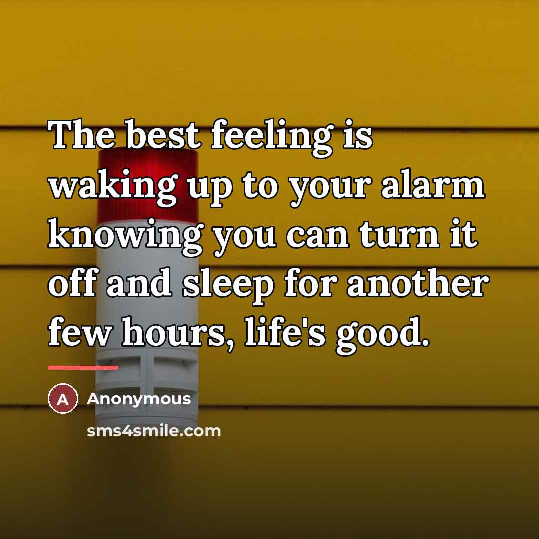 “The best feeling is waking up to your alarm knowing…” quote by Anonymous