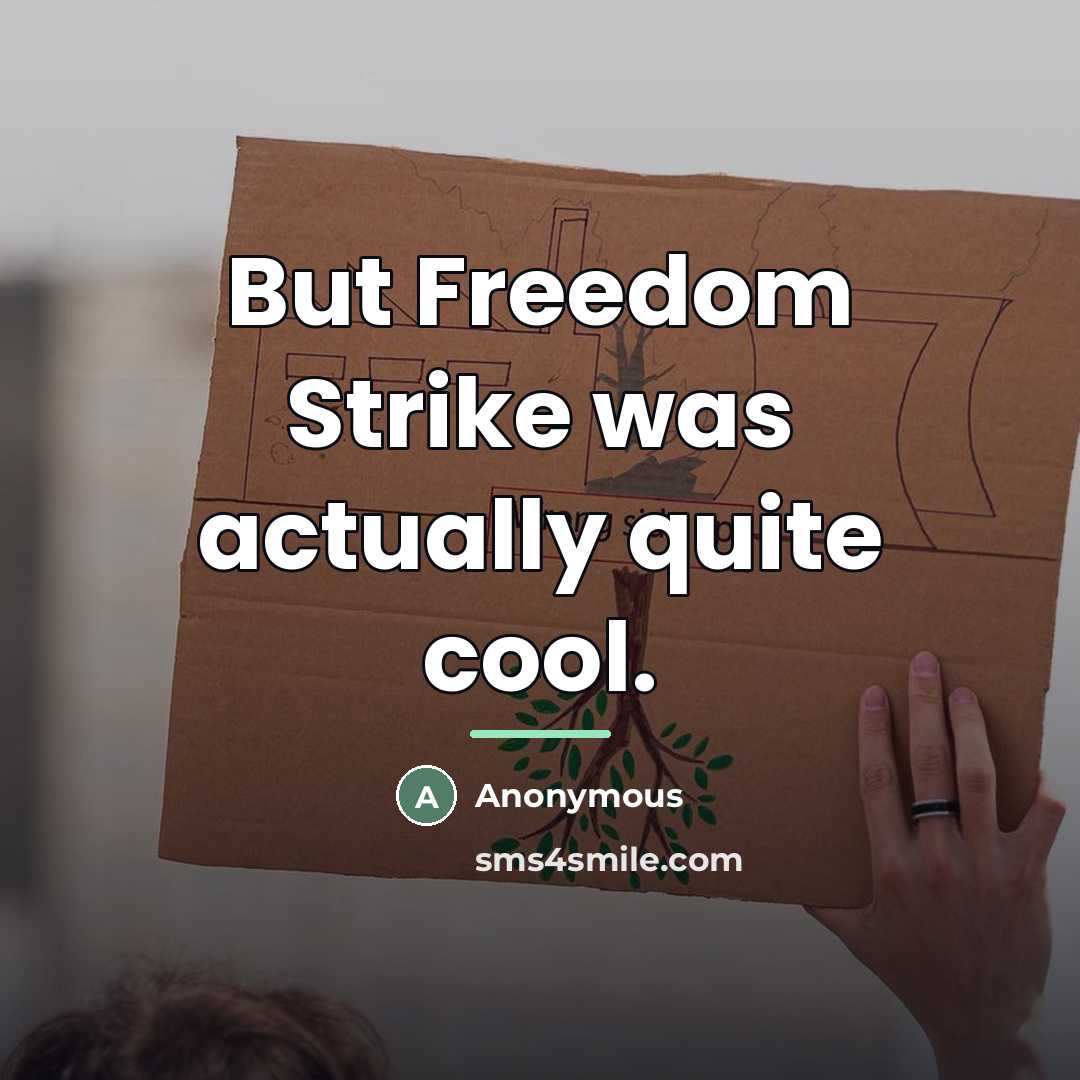 “But Freedom Strike was actually quite cool.…” quote by Anonymous