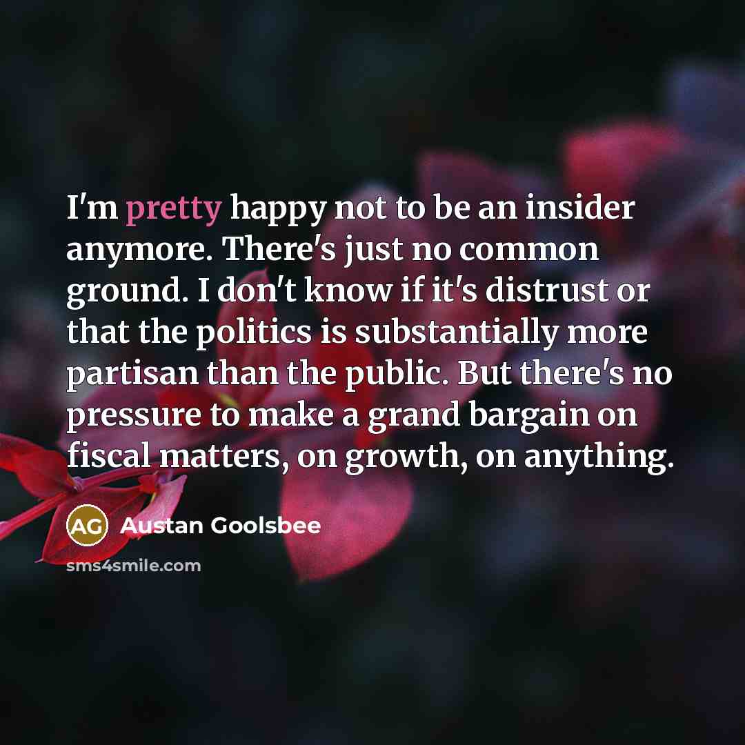 “I'm pretty happy not to be an insider anymore. There's…” quote by Austan Goolsbee