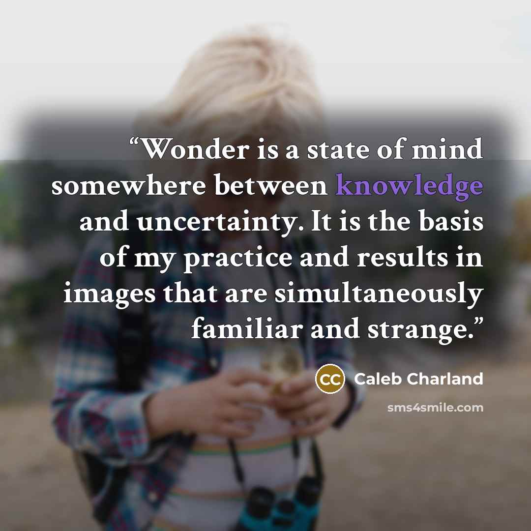 “Wonder is a state of mind somewhere between knowledge and uncertainty. It is the basis of my practice and results in images that are simultaneously familiar and strange.” quote by Caleb Charland