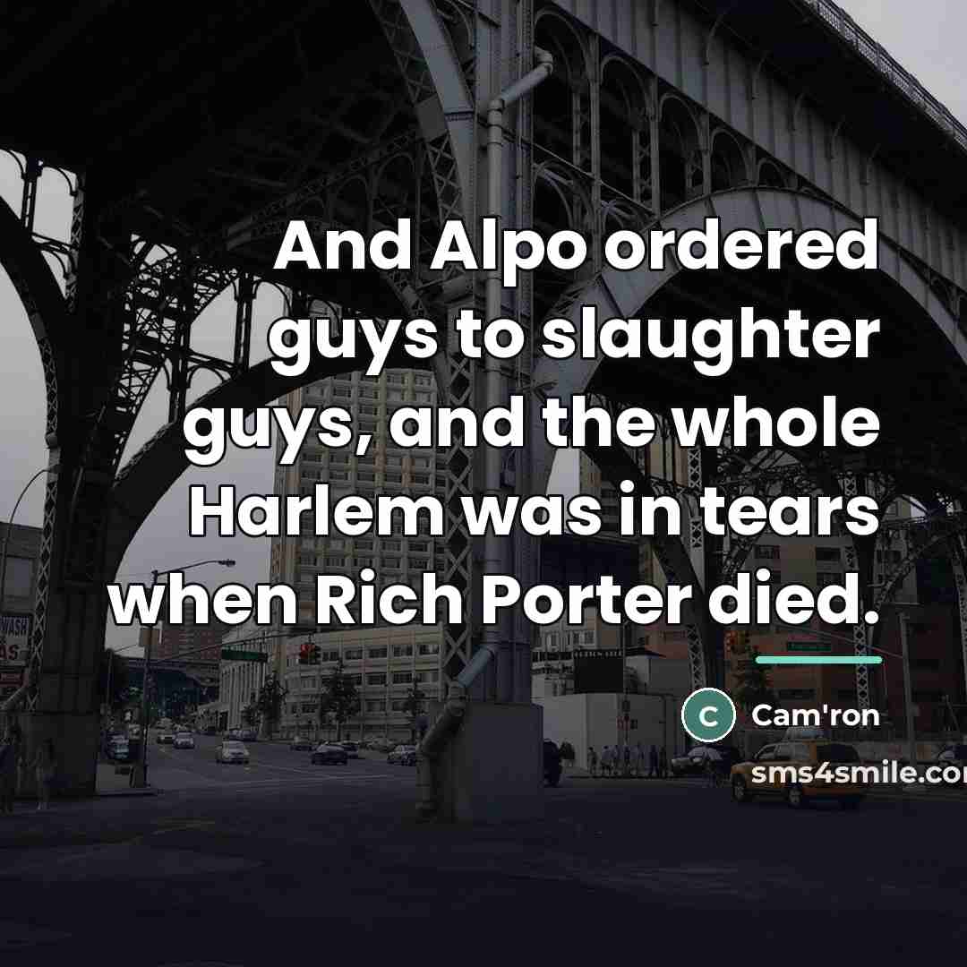 “And Alpo ordered guys to slaughter guys, and the whole…” quote by Cam'ron