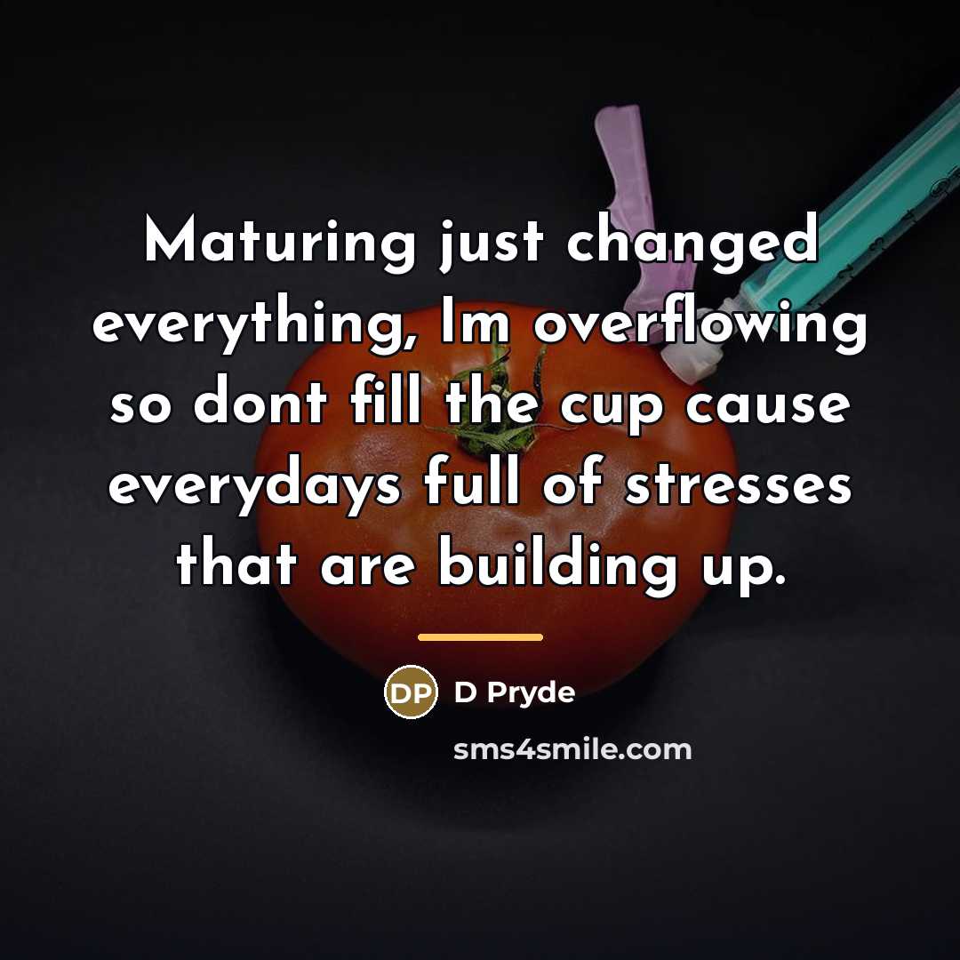 “Maturing just changed everything, Im overflowing so dont fill the…” quote by D Pryde
