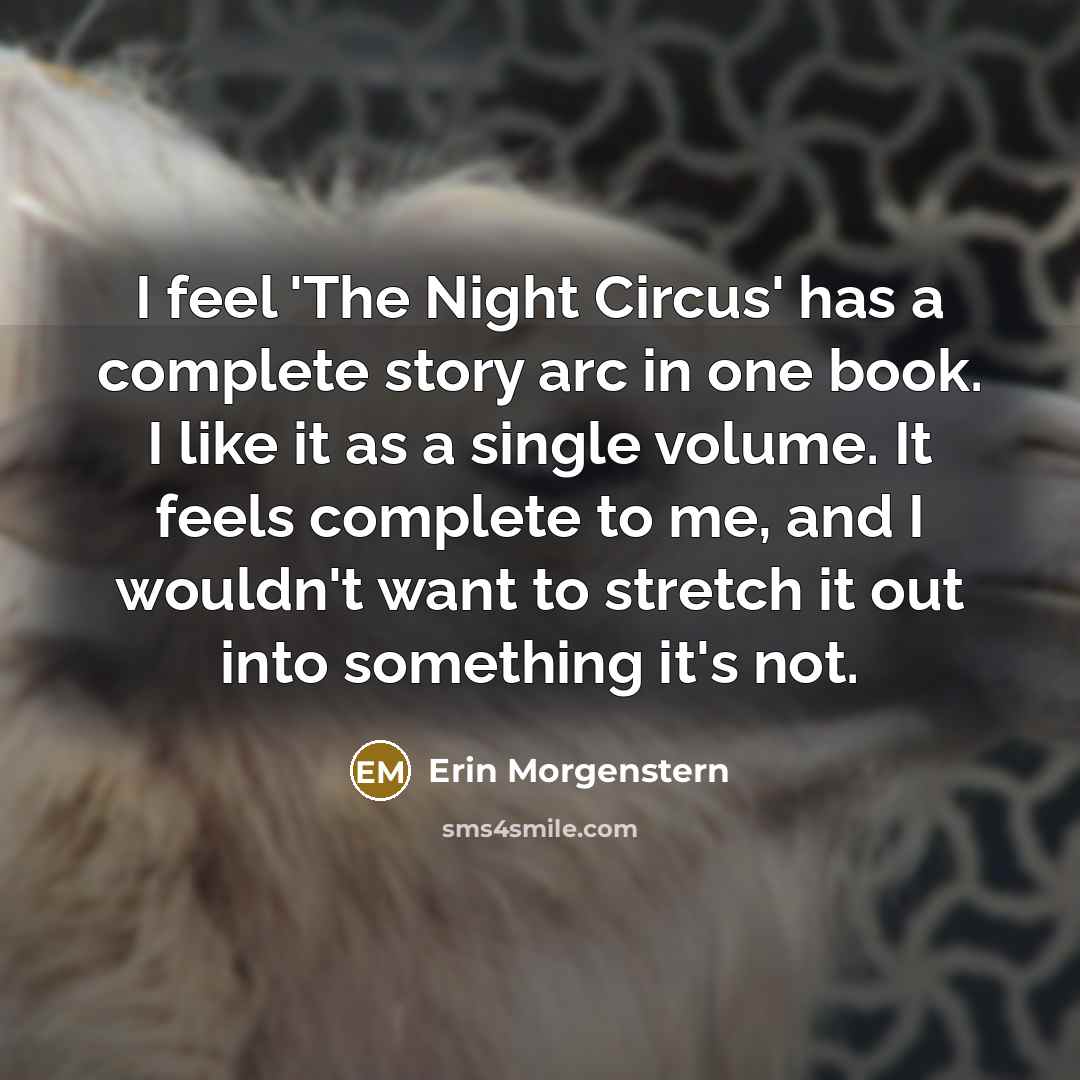 “I feel 'The Night Circus' has a complete story arc…” quote by Erin Morgenstern