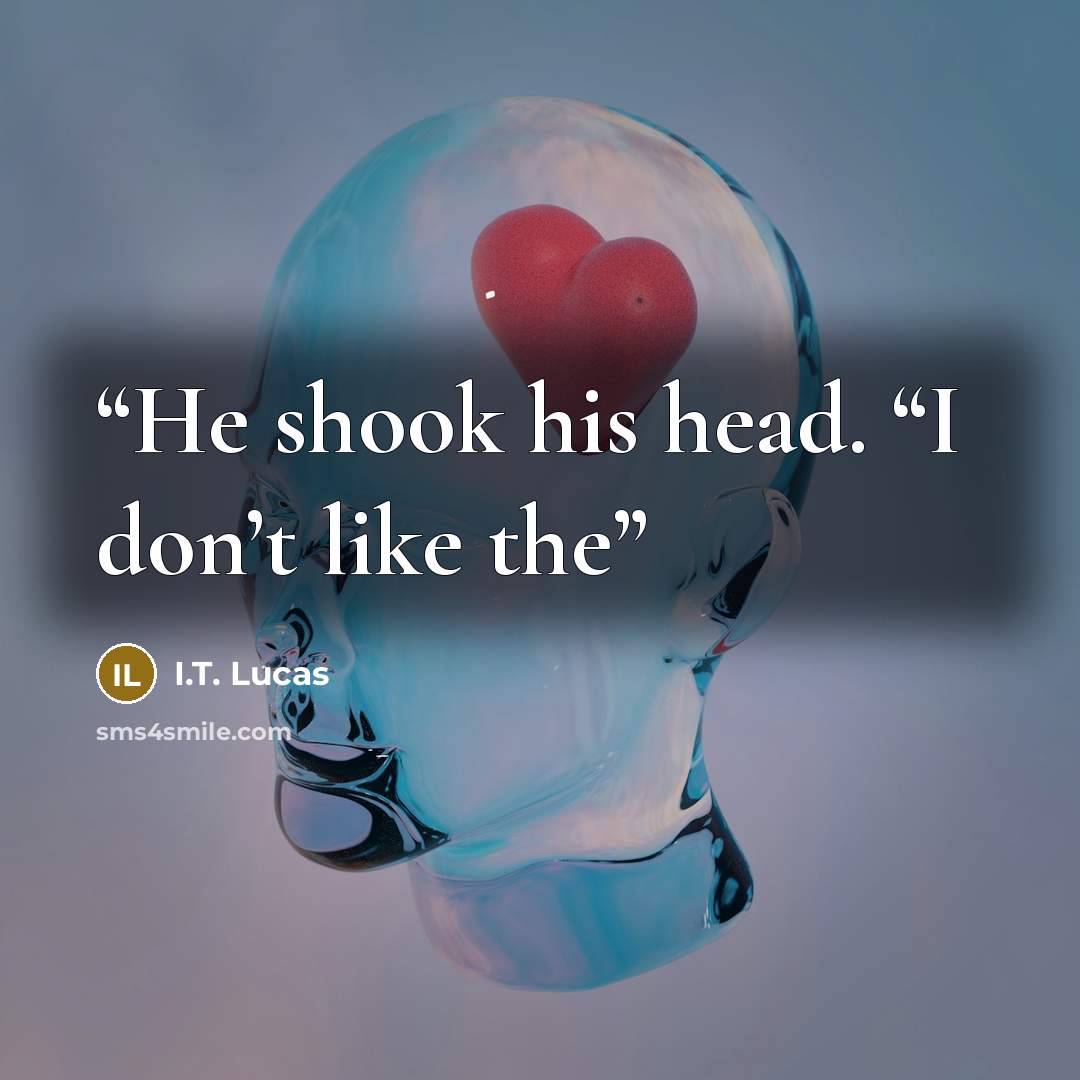 “He shook his head. “I don’t like the” quote by I.T. Lucas