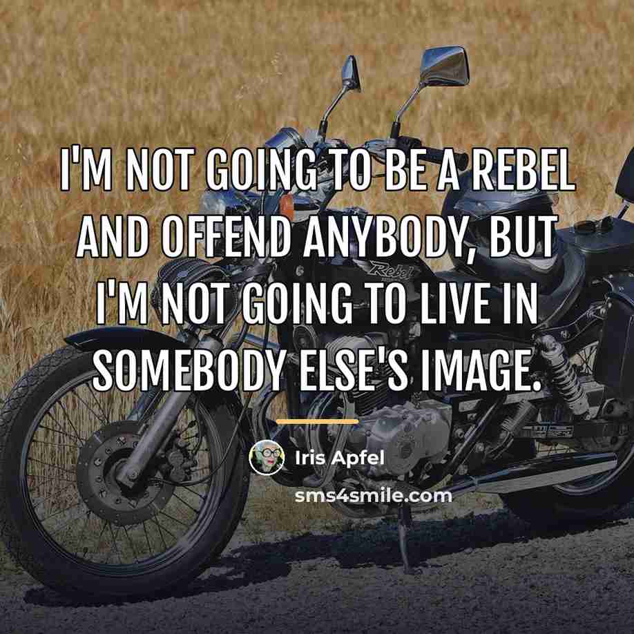 “I'm not going to be a rebel and offend anybody,…” quote by Iris Apfel