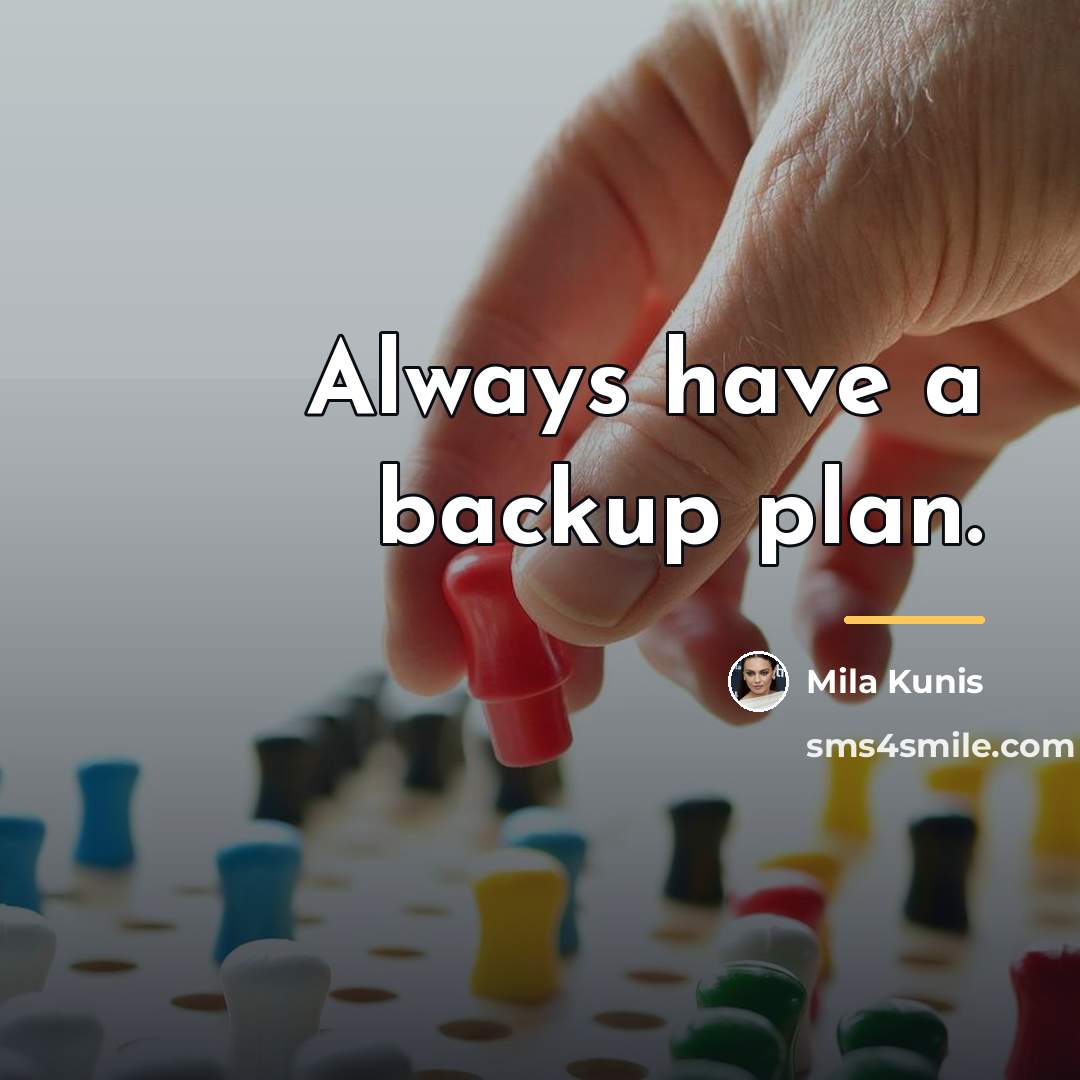 “Always have a backup plan.…” quote by Mila Kunis