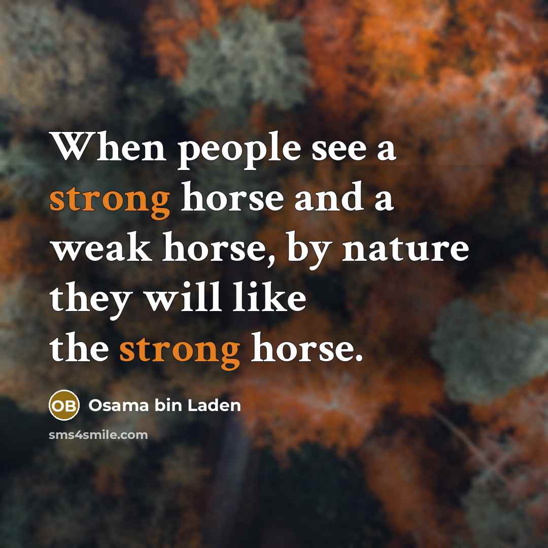 “When people see a strong horse and a weak horse,…” quote by Osama bin Laden