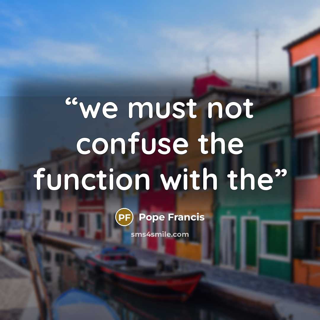 “we must not confuse the function with the” quote by Pope Francis