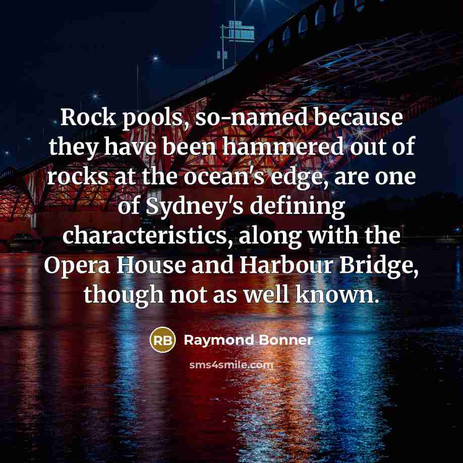 “Rock pools, so-named because they have been hammered out of…” quote by Raymond Bonner