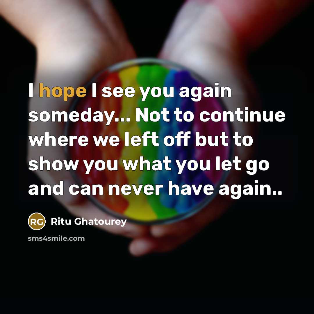 “I hope I see you again someday... Not to continue…” quote by Ritu Ghatourey