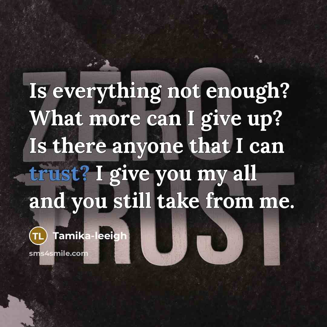“Is everything not enough? What more can I give up?…” quote by Tamika-leeigh
