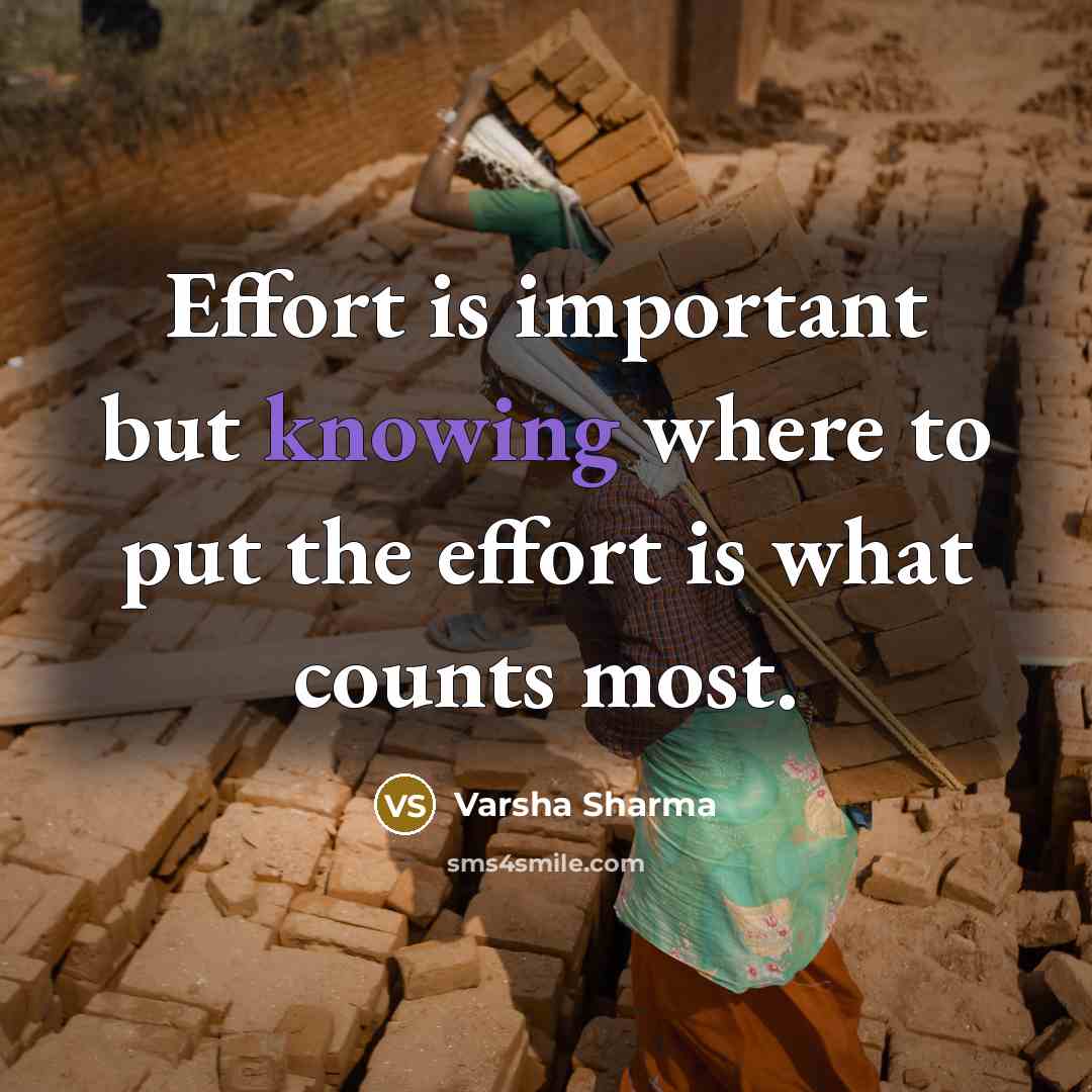 “Effort is important but knowing where to put the effort…” quote by Varsha Sharma