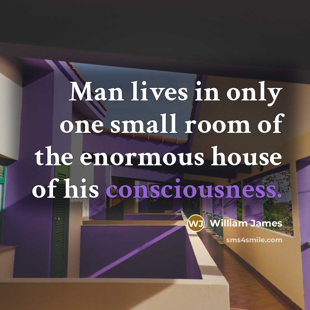 “Man lives in only one small room of the enormous…” quote by William James