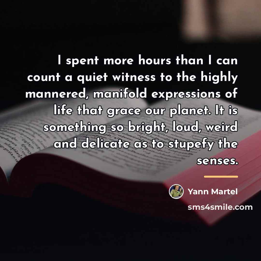 “I spent more hours than I can count a quiet…” quote by Yann Martel