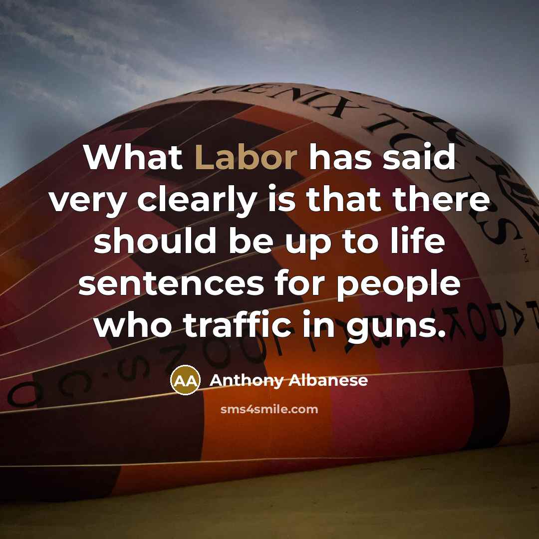 “What Labor has said very clearly is that there should be up to life sentences for people who traffic in guns.” quote by Anthony Albanese