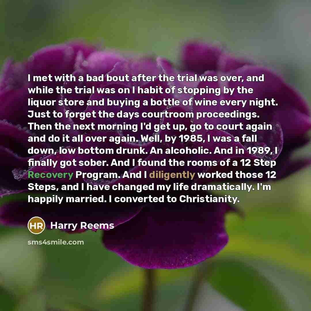 “I met with a bad bout after the trial was over, and while the trial was on I habit of stopping by the liquor store and buying a bottle of wine every night. Just to forget the days courtroom proceedings. Then the next morning I'd get up, go to court again and do it all over again. Well, by 1985, I…” quote by Harry Reems
