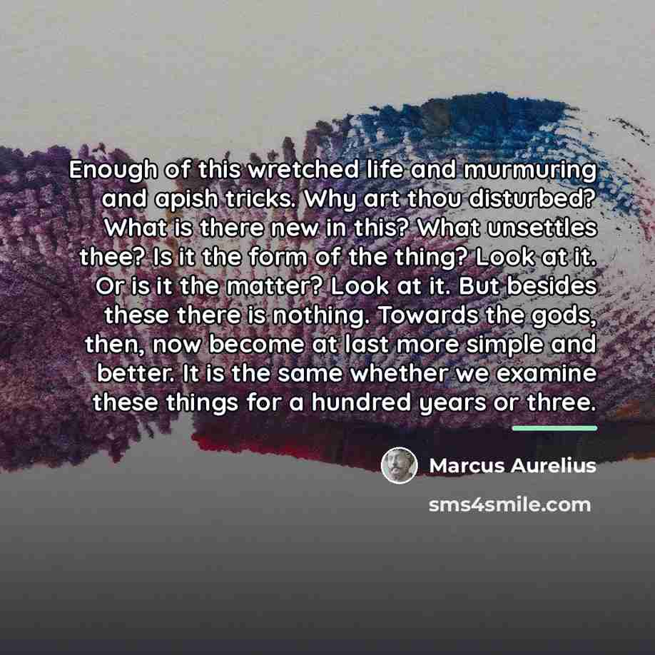 “Enough of this wretched life and murmuring and apish tricks.…” quote by Marcus Aurelius