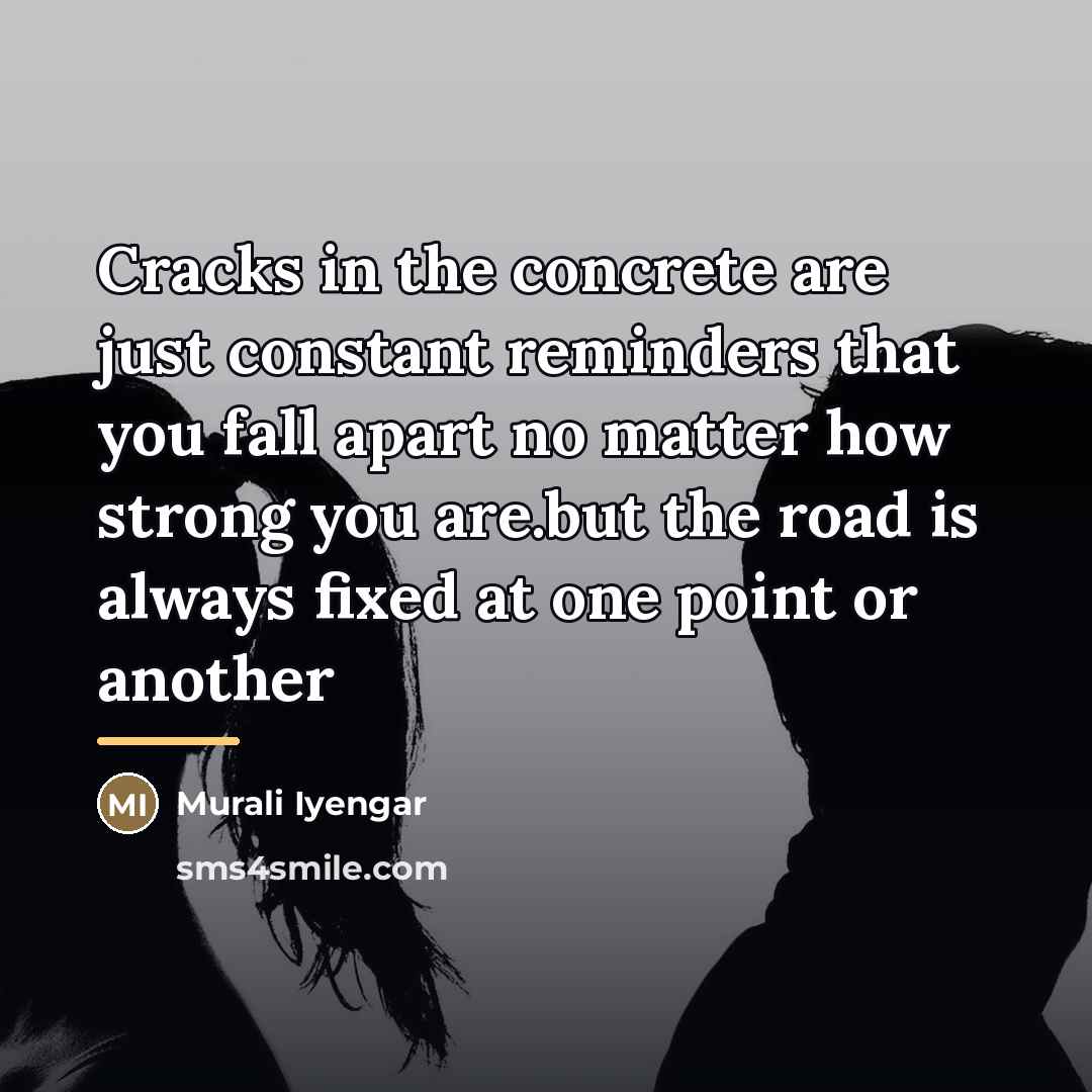“Cracks in the concrete are just constant reminders that you…” quote by Murali Iyengar