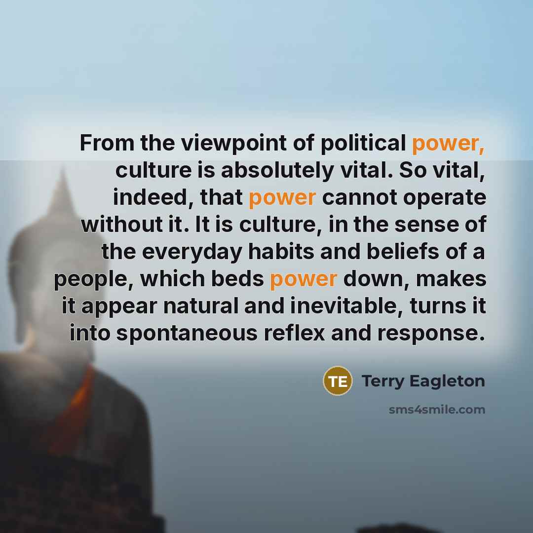 “From the viewpoint of political power, culture is absolutely vital.…” quote by Terry Eagleton