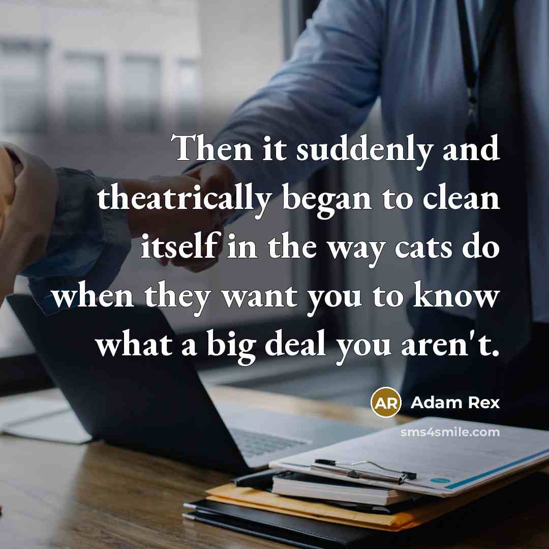 “Then it suddenly and theatrically began to clean itself in…” quote by Adam Rex