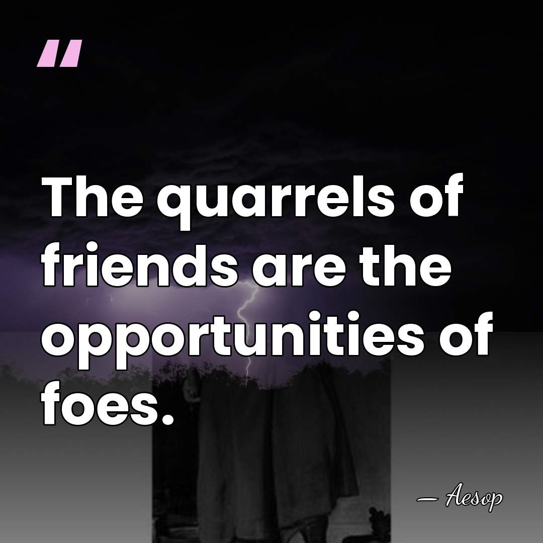 The quarrels of friends are the opportunities of foes. - Aesop