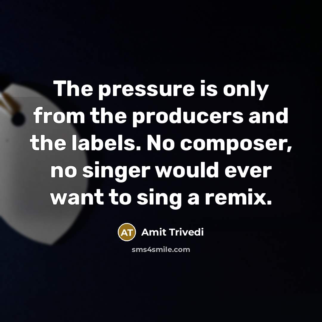 “The pressure is only from the producers and the labels.…” quote by Amit Trivedi