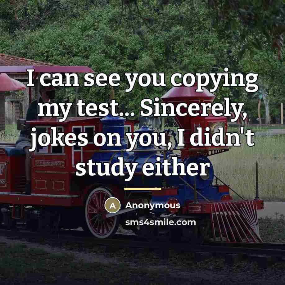 “I can see you copying my test... Sincerely, jokes on…” quote by Anonymous