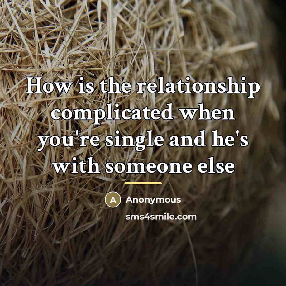 “How is the relationship complicated when you're single and he's…” quote by Anonymous