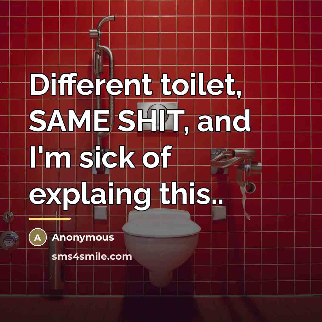 “Different toilet, SAME SHIT, and I'm sick of explaing this..…” quote by Anonymous