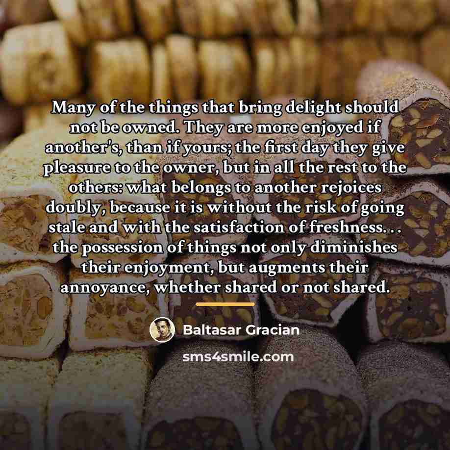 “Many of the things that bring delight should not be…” quote by Baltasar Gracian