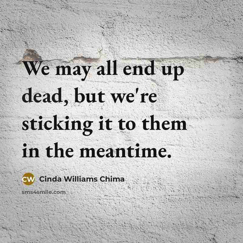 “We may all end up dead, but we're sticking it…” quote by Cinda Williams Chima