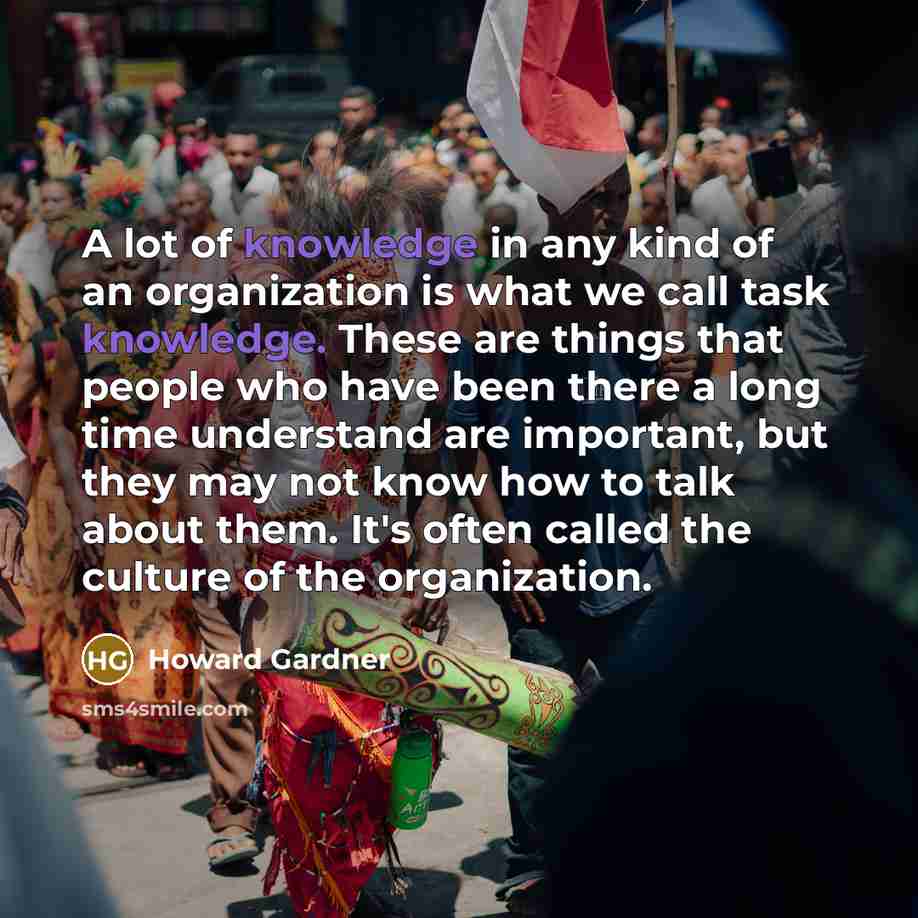 “A lot of knowledge in any kind of an organization…” quote by Howard Gardner