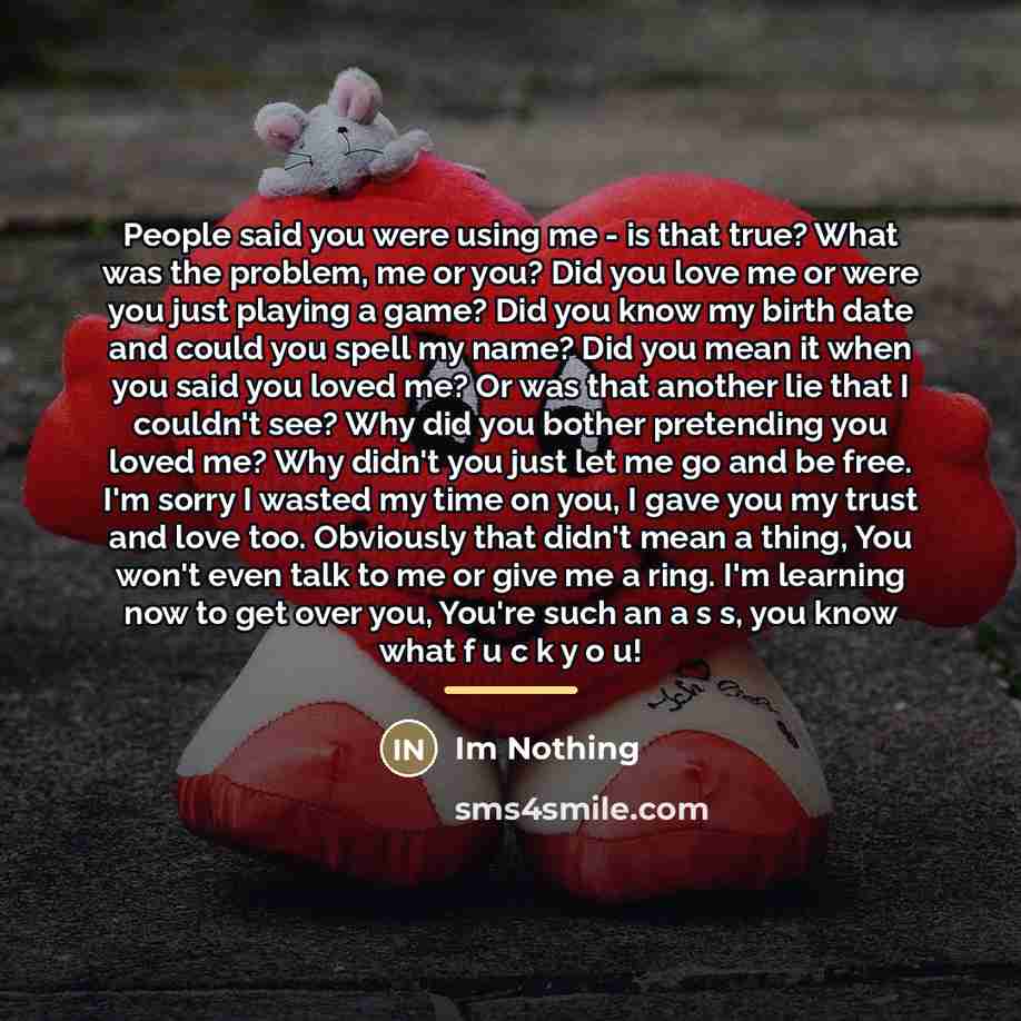 “People said you were using me - is that true?…” quote by Im Nothing
