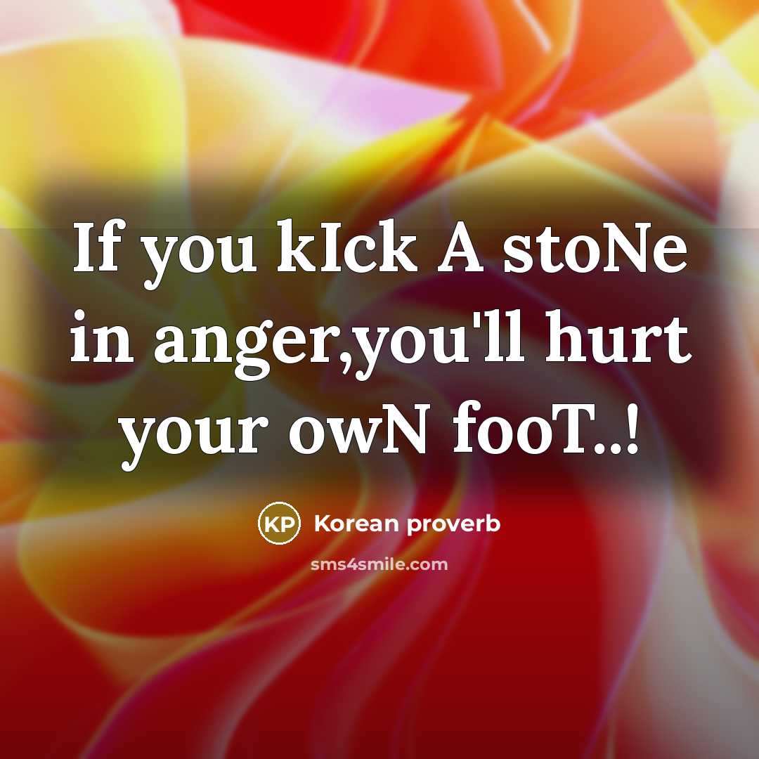 “If you kIck A stoNe in anger,you'll hurt your owN…” quote by Korean Proverb