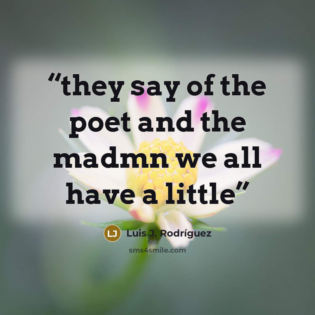 “they say of the poet and the madmn we all have a little” quote by Luis J. Rodriguez
