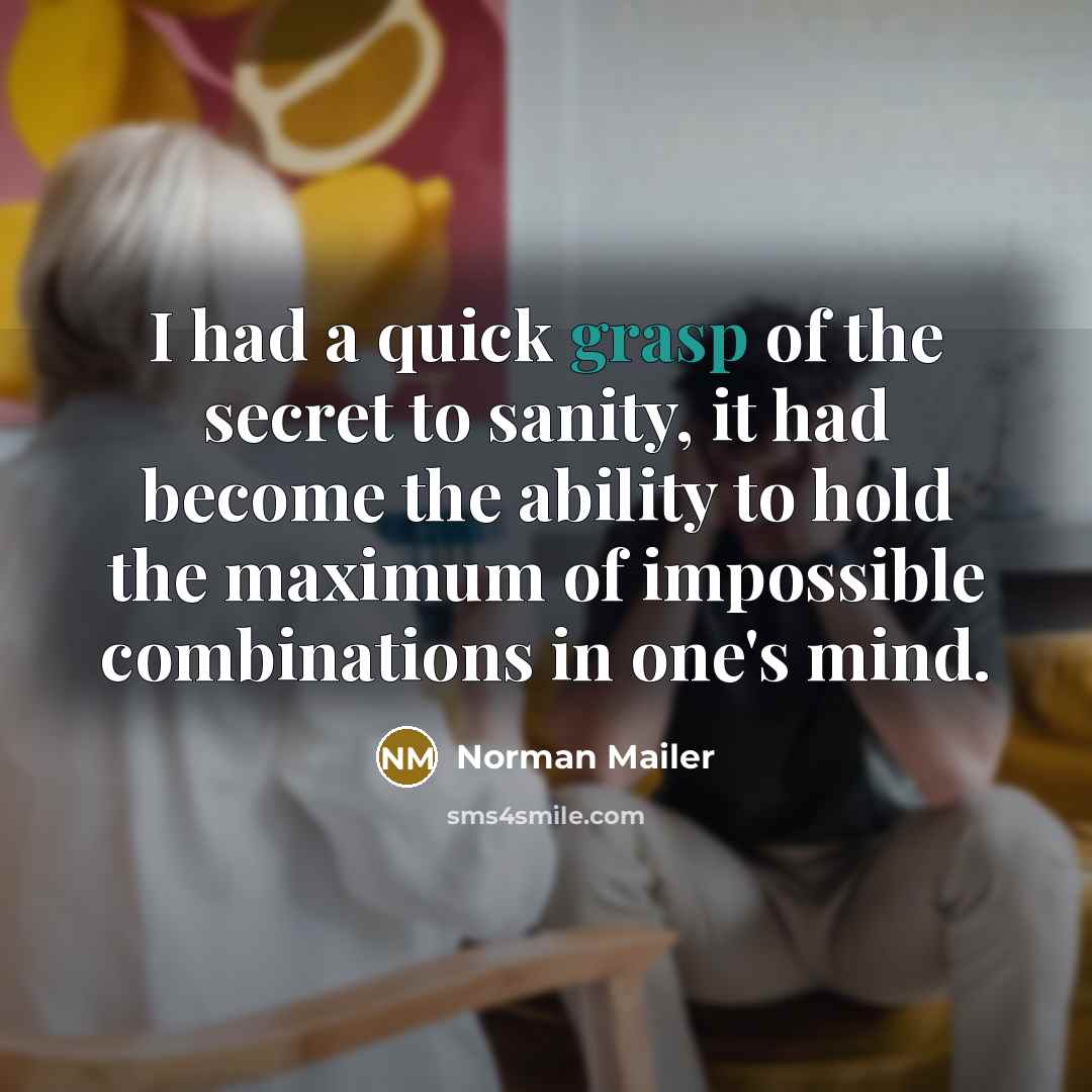 “I had a quick grasp of the secret to sanity,…” quote by Norman Mailer