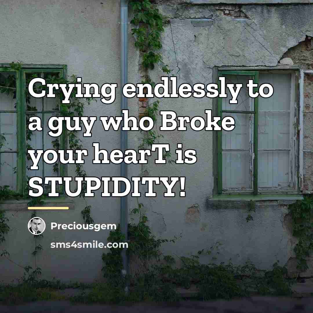 “Crying endlessly to a guy who Broke your hearT is…” quote by Preciousgem